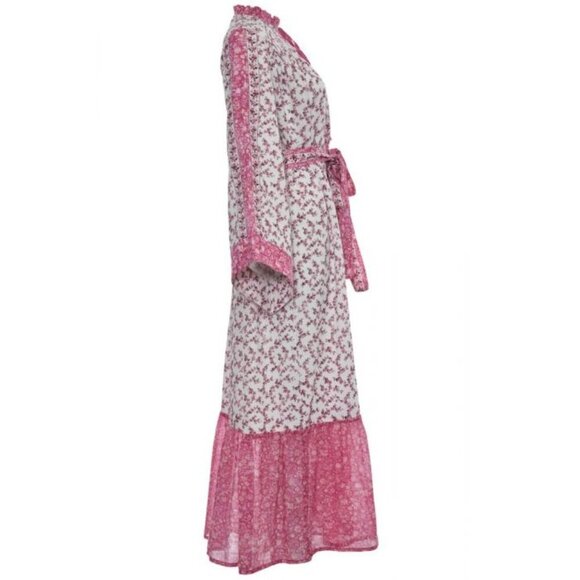 D'Ascoli Maxi Dress Serenity Kaftan Style Fuschia Floral Sz Sm Bohemian - Picture 3 of 11